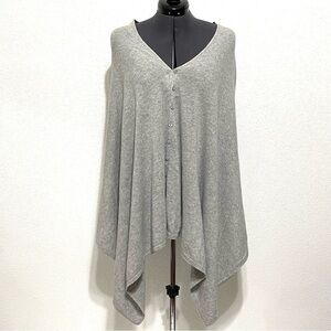 Hannah Rose Woman Grey CASHMERE Poncho Sweater Size OS